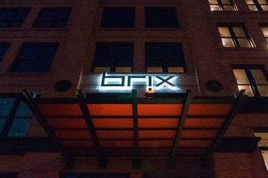 Brix front sign durning night time